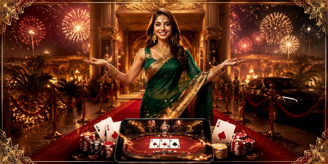Indian poker game scenario with player in traditional attire